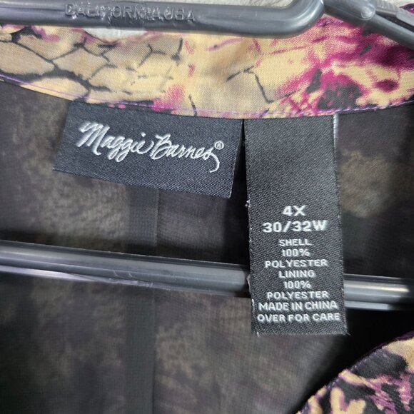 Womens Maggie Barnes Purple Abstract Print Tunic Top 3/4 Sleeve Polyester 4X - Picture 2 of 7